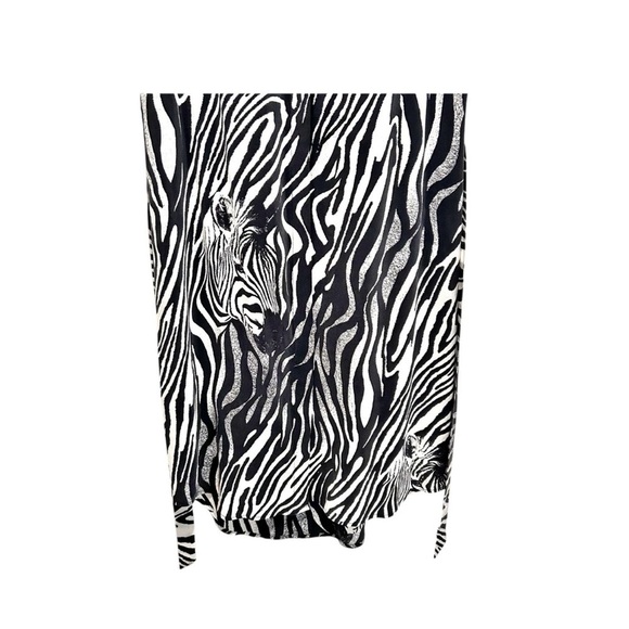 Equipment Femme Tegan Midi Shirt Dress Size M Zebra Print Sleeveless Silk - Picture 4 of 7